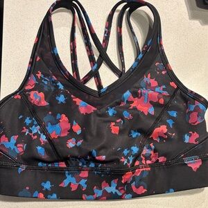 Lululemon Athletica Black and Blue-Pink Patterned Sports Bra